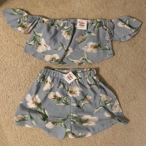 Blue floral two piece set